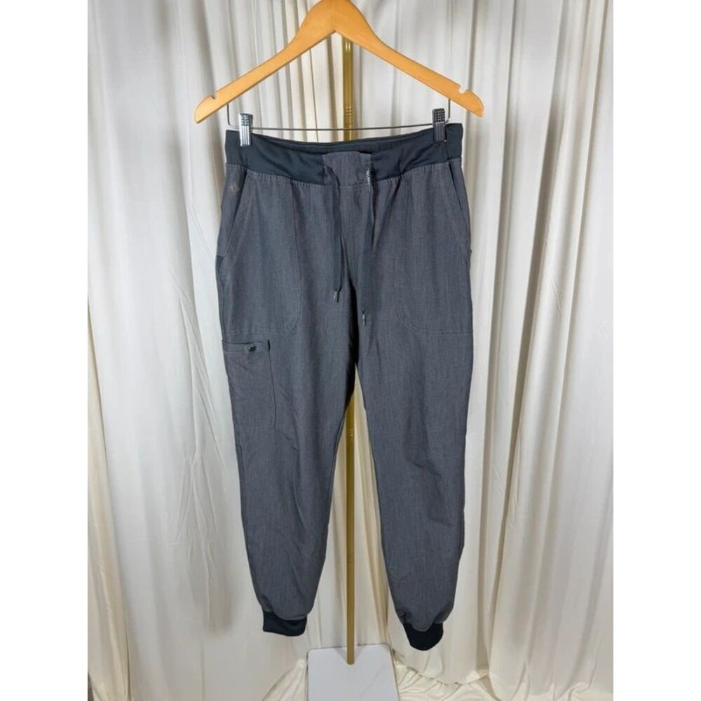 Med Couture Touch Slate Gray Heather Kerri Scrub Top & Jenny Jogger Set M EUC